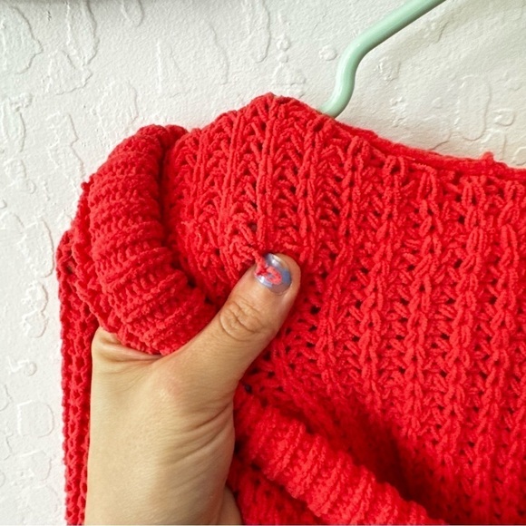 Aerie PINK Chenille Chunky Knit Pullover Sweater Hood Drawstring XS - Picture 8 of 8